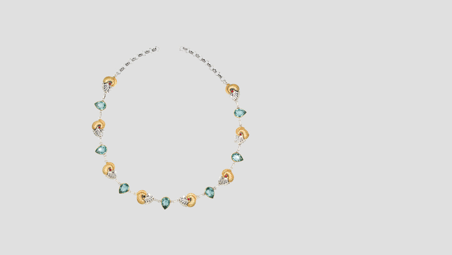 Sangeeta Boochra Handcrafted Silver Necklace with Dual-Tone Motifs