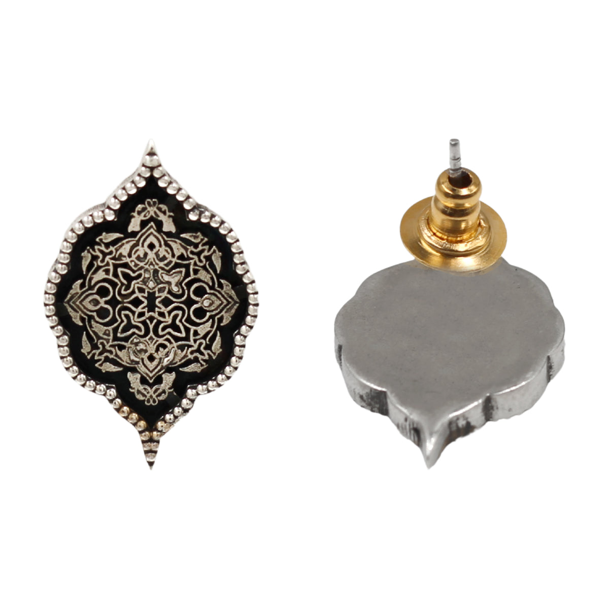 Sangeeta Boochra Handcrafted Oxidised Sterling Silver Heritage Stud Earrings