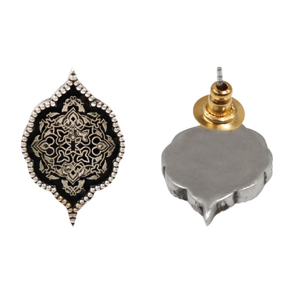 Sangeeta Boochra Handcrafted Oxidised Sterling Silver Heritage Stud Earrings