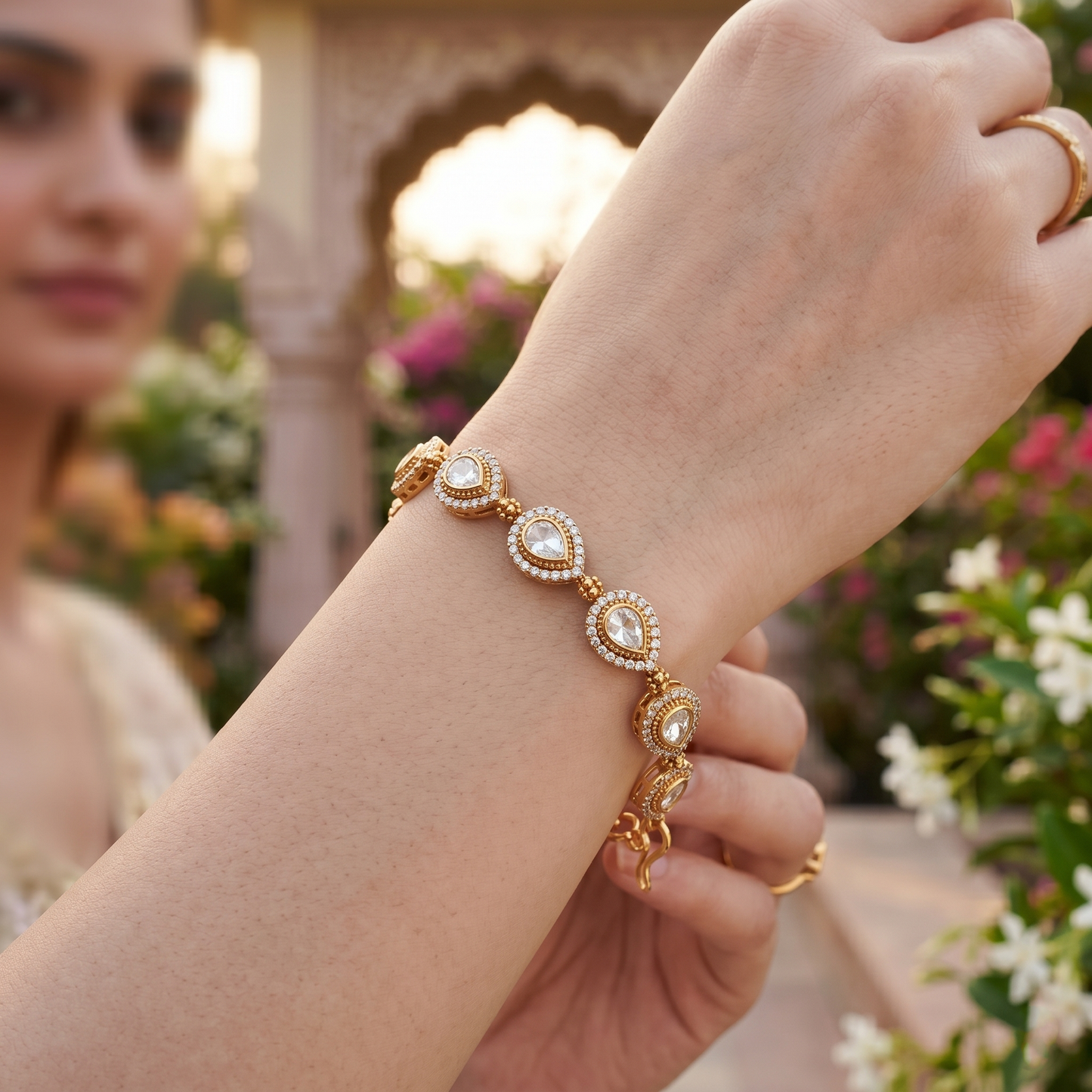Sangeeta Boochra Gold-Plated Moissanite Elegance Bracelet