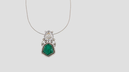 Sangeeta Boochra Emerald Elegance Moissanite Silver Pendant
