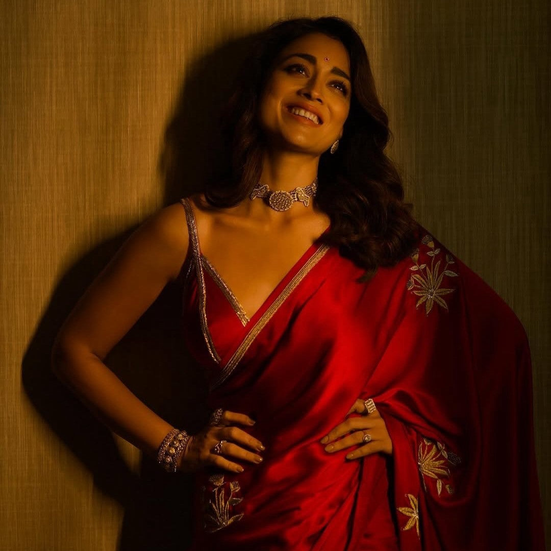 Shriya Saran in Sangeeta Boochra Handcrafted Silver Choker & Bangles