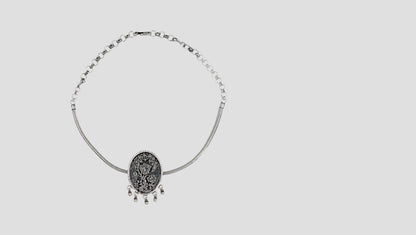 Sangeeta Boochra Oxidized Silver Floral Necklace