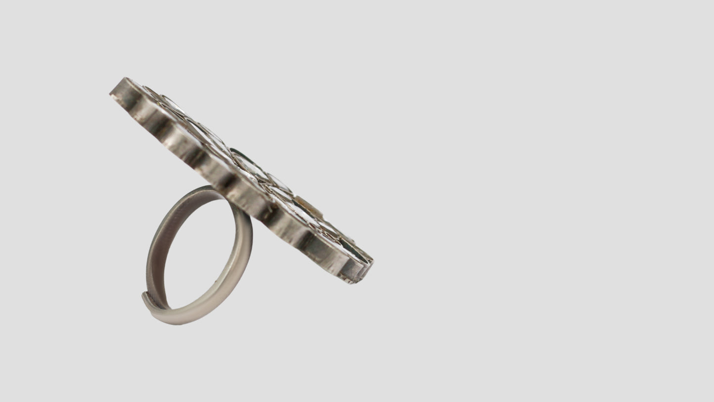 Sangeeta Boochra Sterling Silver Floral Kundan Ring