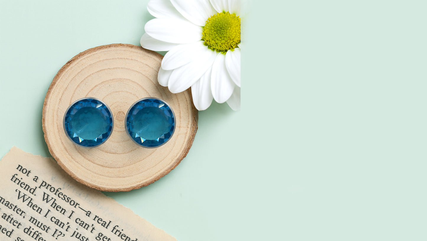 Sangeeta Boochra Handcrafted Silver Earrings with Blue Gemstone