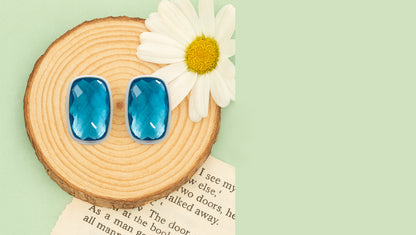 Sangeeta Boochra Sterling Silver Earrings with Ocean Blue Stone