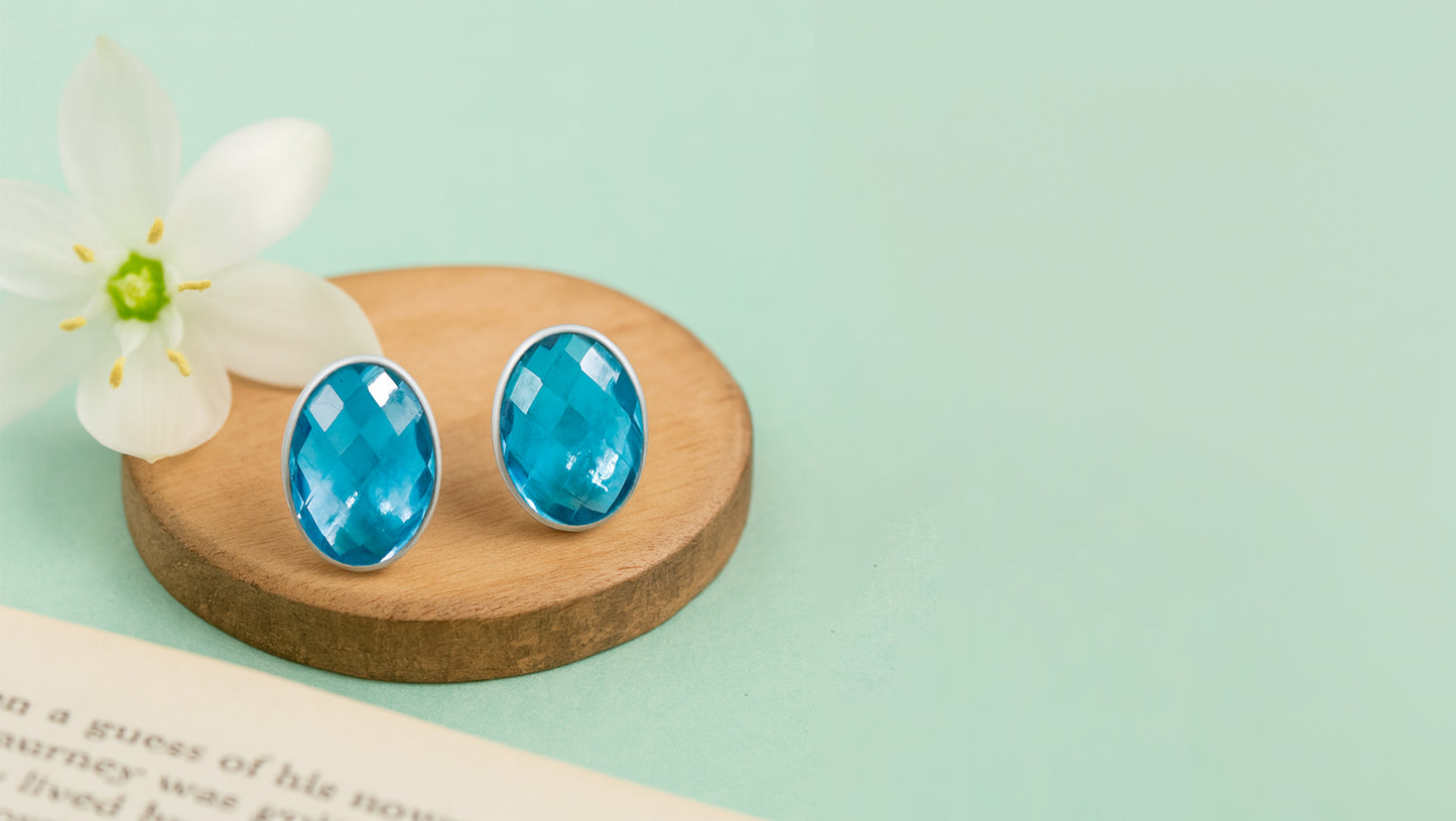 Sangeeta Boochra Aqua Gleam Silver Earrings