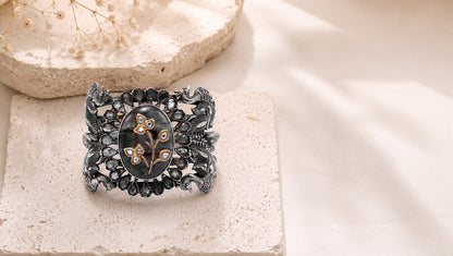 Vividh- Silver Shabina Cuff Bracelet