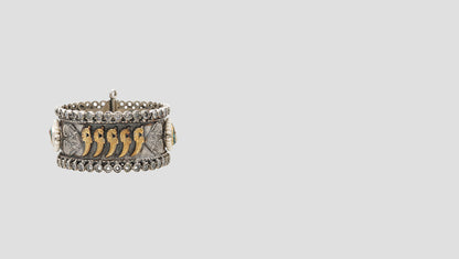 Eternal Charm: Handcrafted Silver Bangle with Turquoise and Pearls