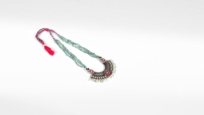 Wajiha Silver Beaded Necklace