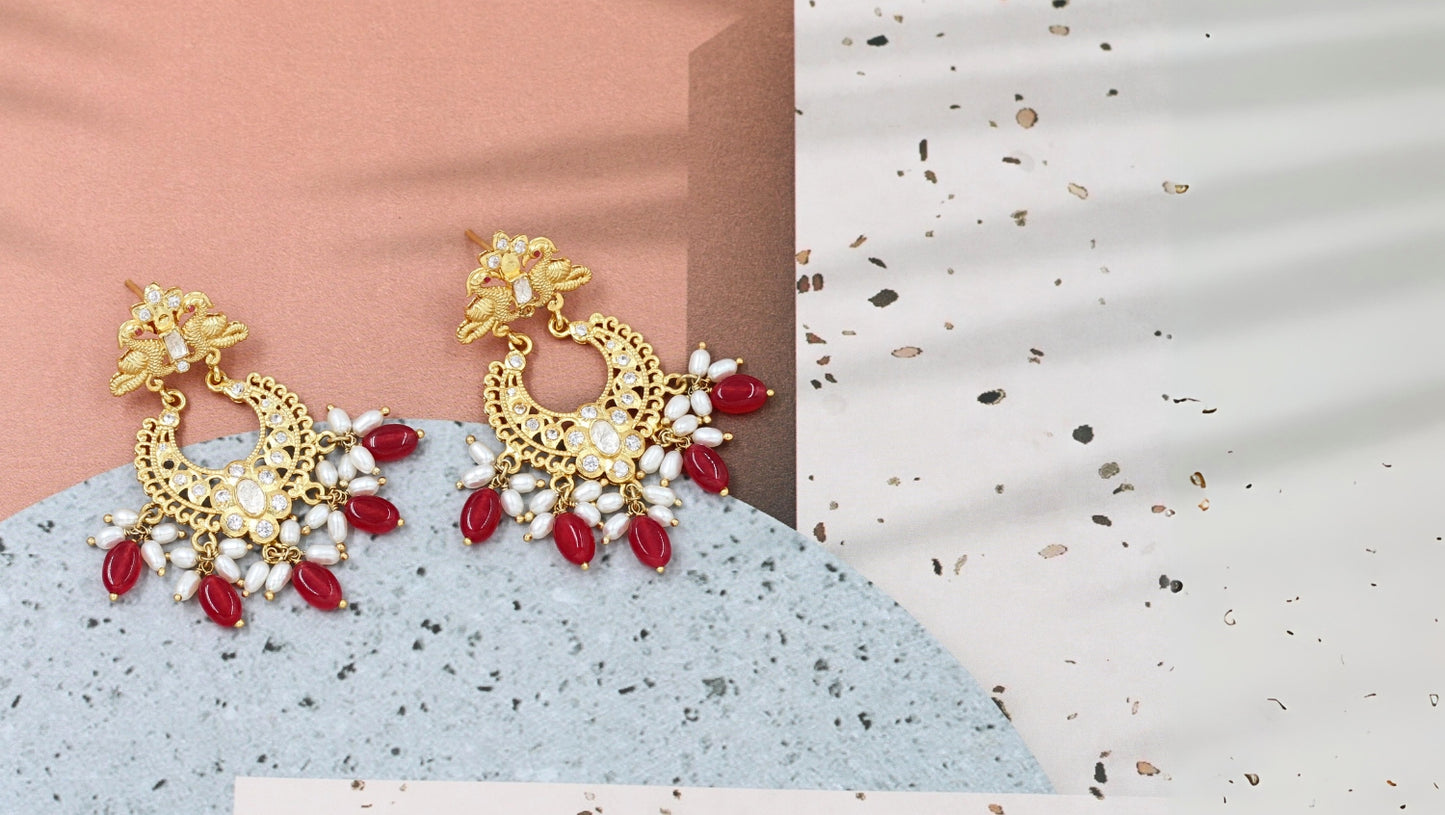 Sangeeta Boochra Silver Moissanite Earrings