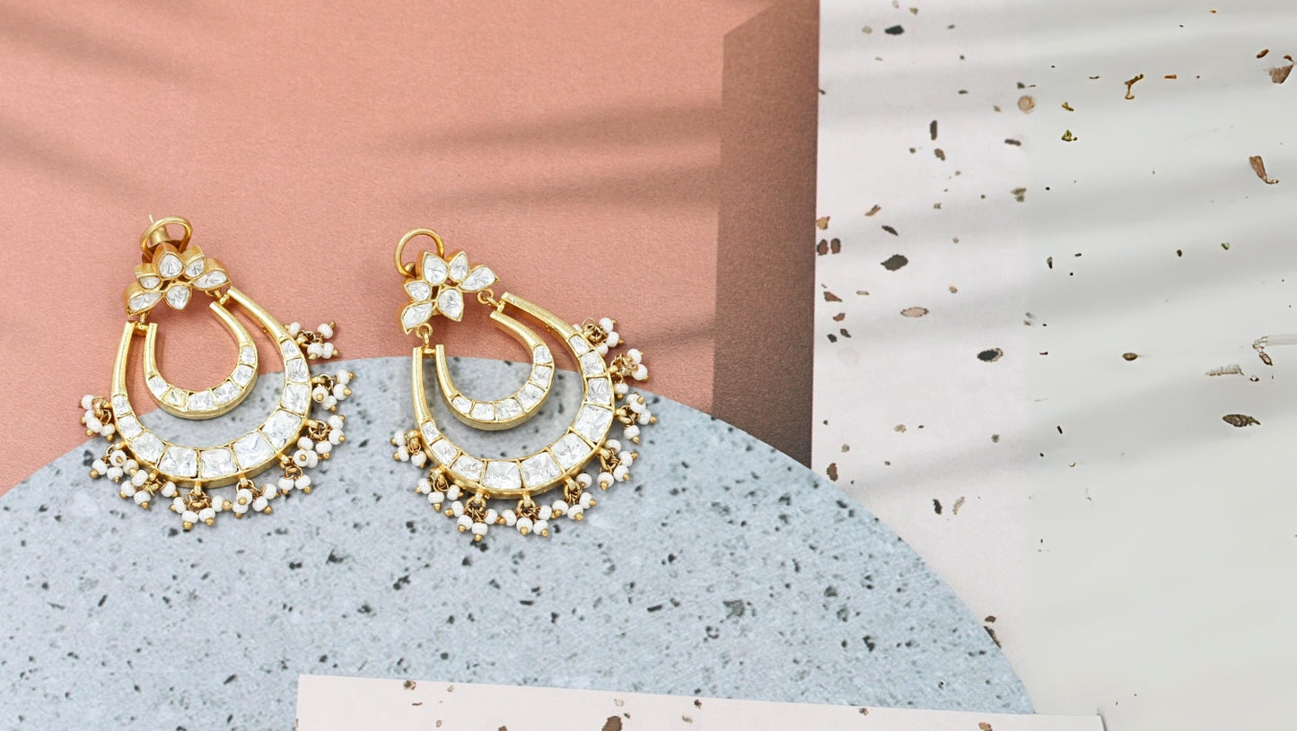 Sangeeta Boochra Silver Moissanite Earrings