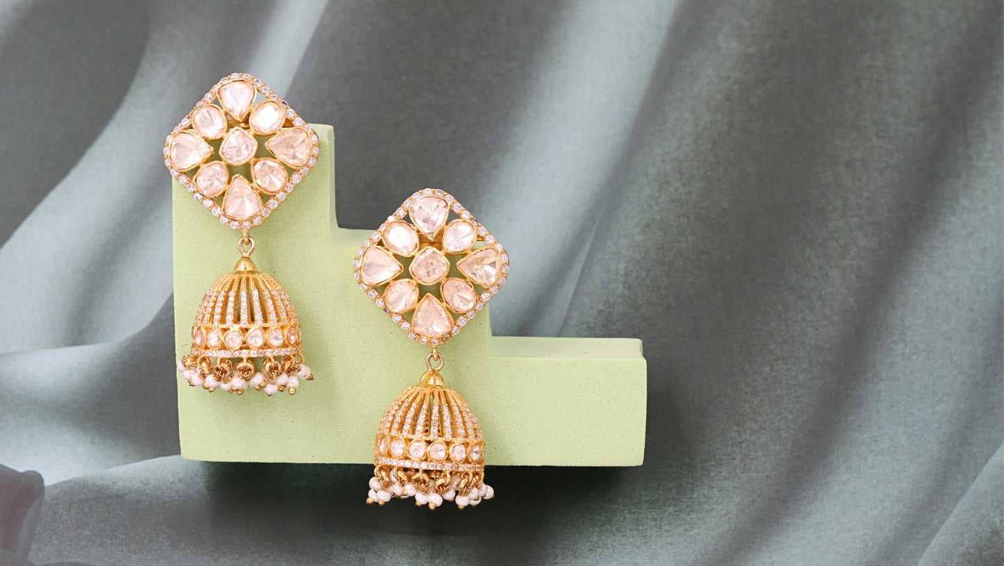 Sangeeta Boochra Silver Moissanite Earrings