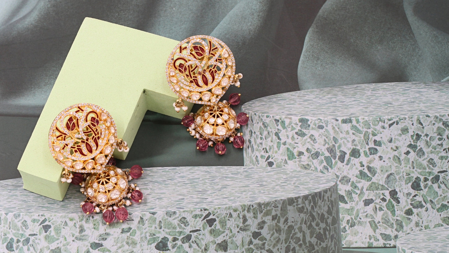 Sangeeta Boochra Silver Moissanite Earrings