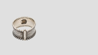 Regal Grace: Handcrafted Silver Bangle with Gold Leaf Detailing