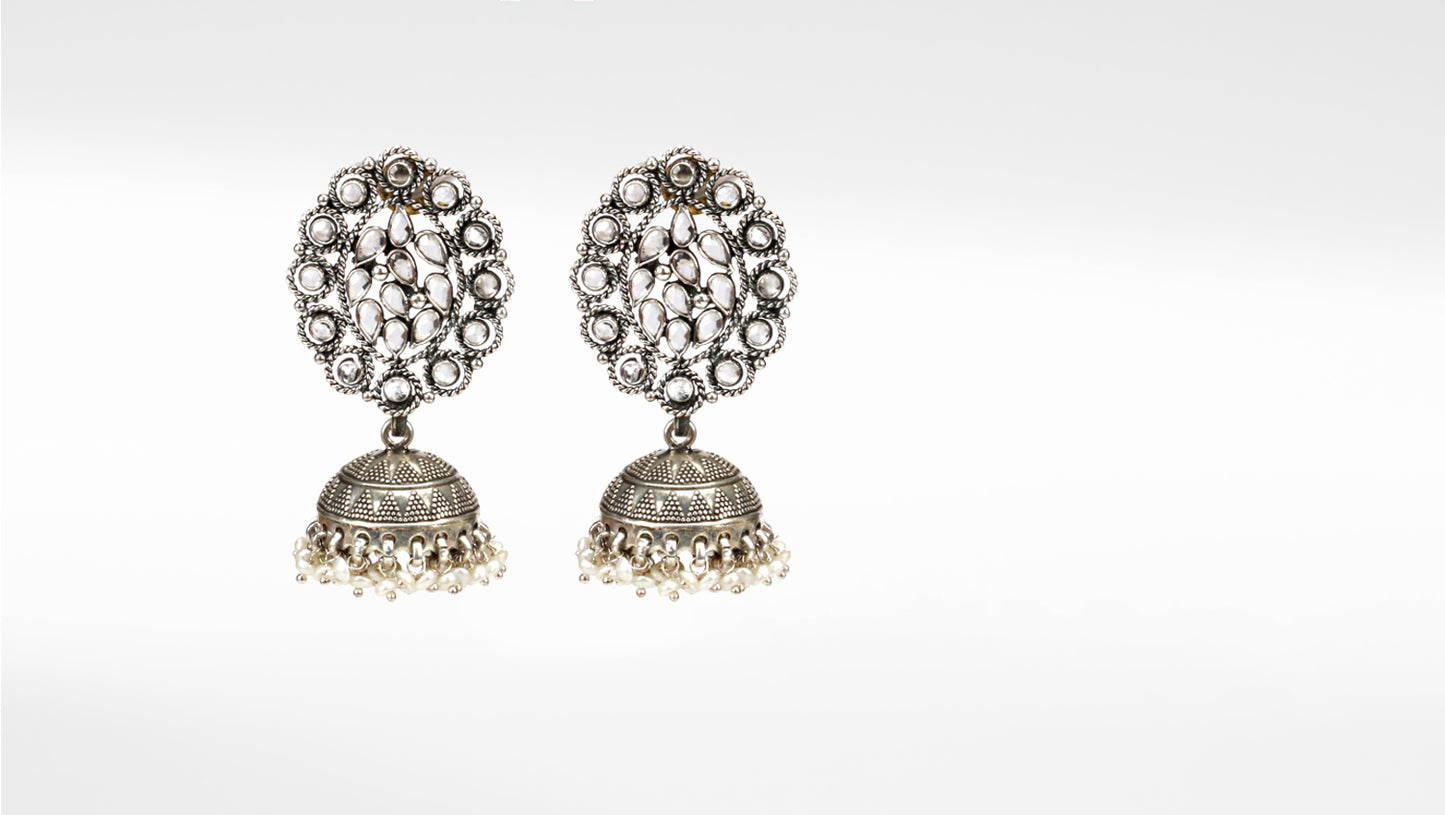 Delly Silver Jhumka Earrings