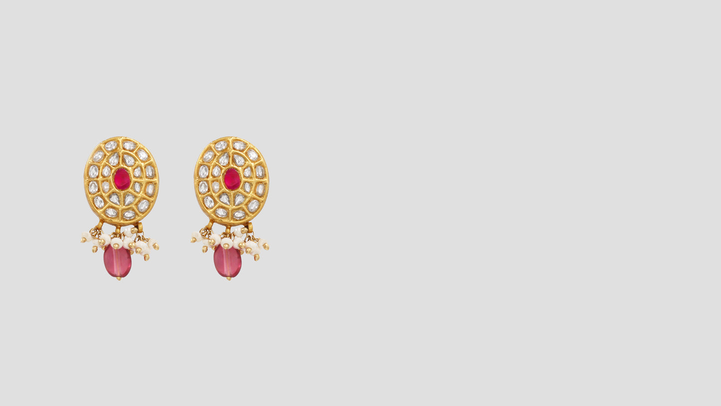 "Golden Grace: Kundan-Studded Earrings by Sangeeta Boochra "