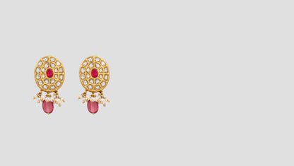 "Golden Grace: Kundan-Studded Earrings by Sangeeta Boochra "