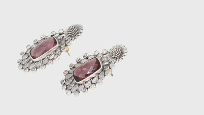 Handcrafted Silver Earrings Studded with Hydro Jewels