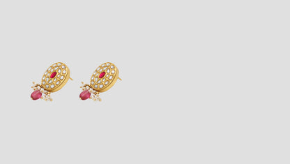 "Golden Grace: Kundan-Studded Earrings by Sangeeta Boochra "