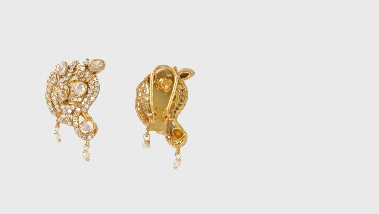 Sangeeta Boochra Silver Moissanite Earrings