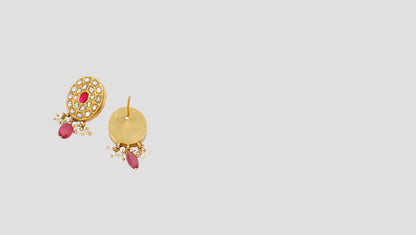 "Golden Grace: Kundan-Studded Earrings by Sangeeta Boochra "