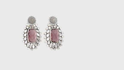 Handcrafted Silver Earrings Studded with Hydro Jewels