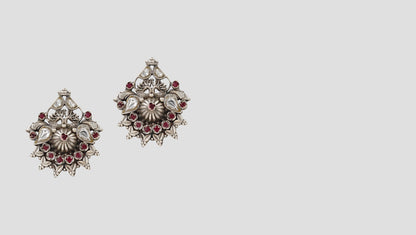 Timeless Grace: Sangeeta Boochra Silver Earrings with Red Stones