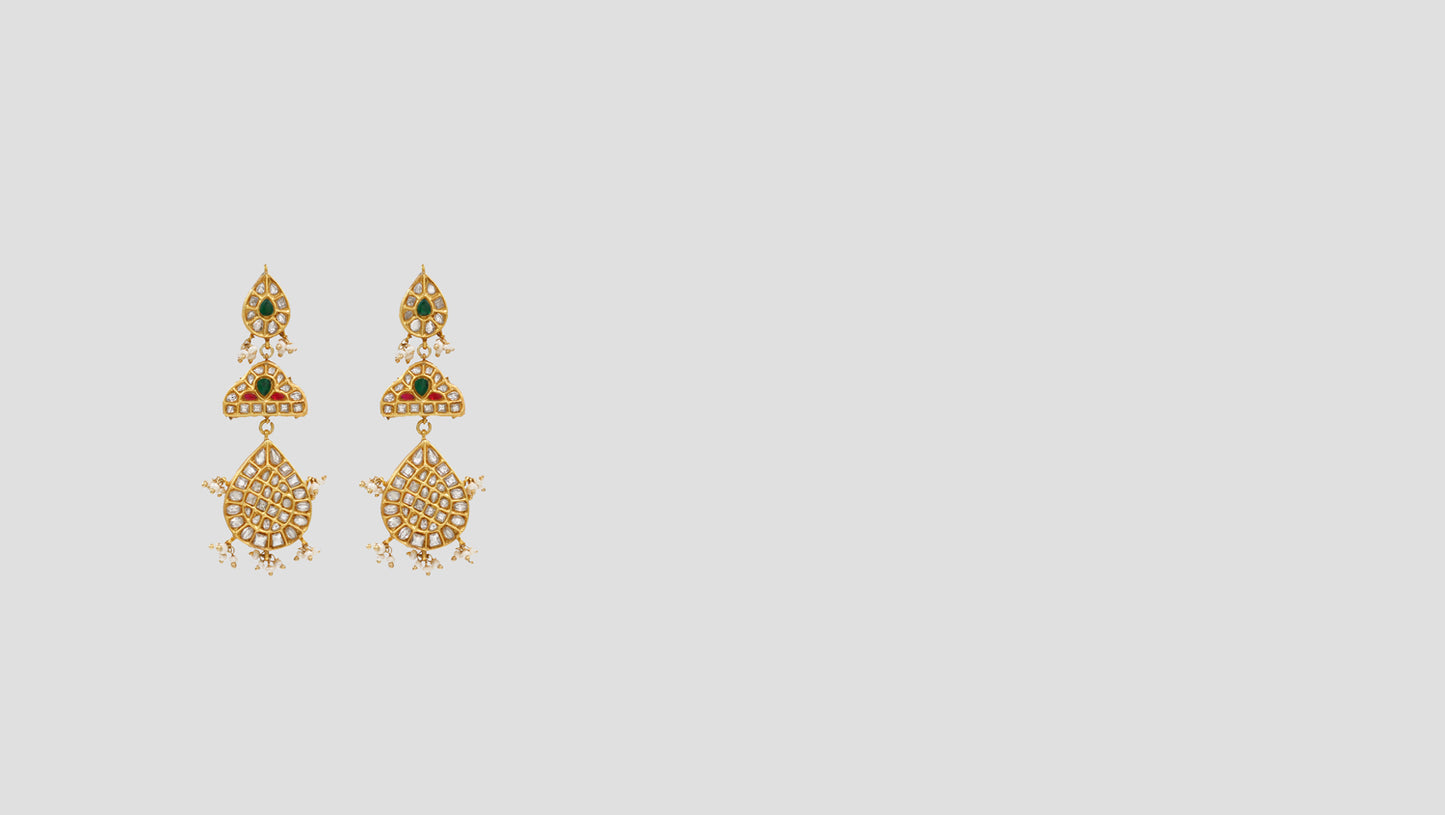 "Golden Radiance: Kundan-Studded Earrings by Sangeeta Boochra "