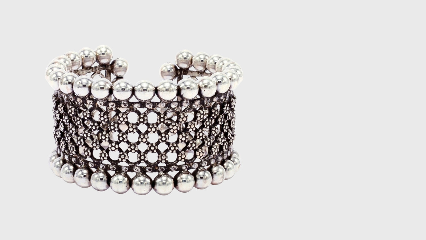 Silver Jali Work Hand Cuff