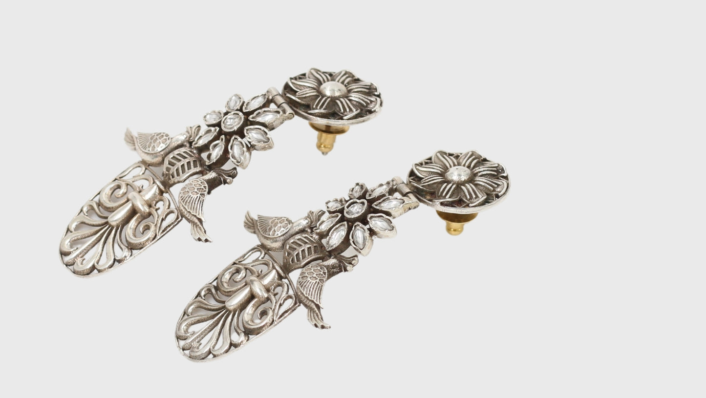 Classic Radiance: Sangeeta Boochra Silver Handcrafted Earrings