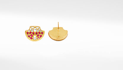 Silver Earrings adorned with Kundan Setting and Gold Plating