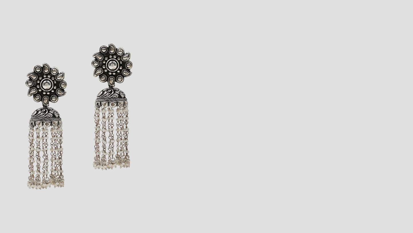 Timeless Elegance: Silver Fringe Jhumkas