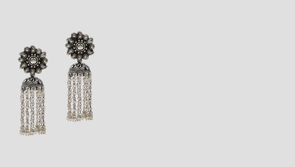 Timeless Elegance: Silver Fringe Jhumkas
