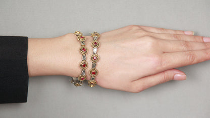 Sangeeta Boochra Tribal Silver Bracelet with Ruby