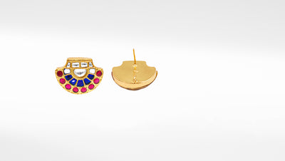 Silver Earrings featuring Kundan Setting and Gold Plating