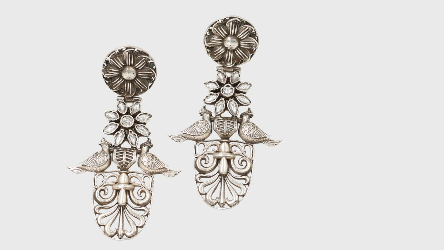 Classic Radiance: Sangeeta Boochra Silver Handcrafted Earrings