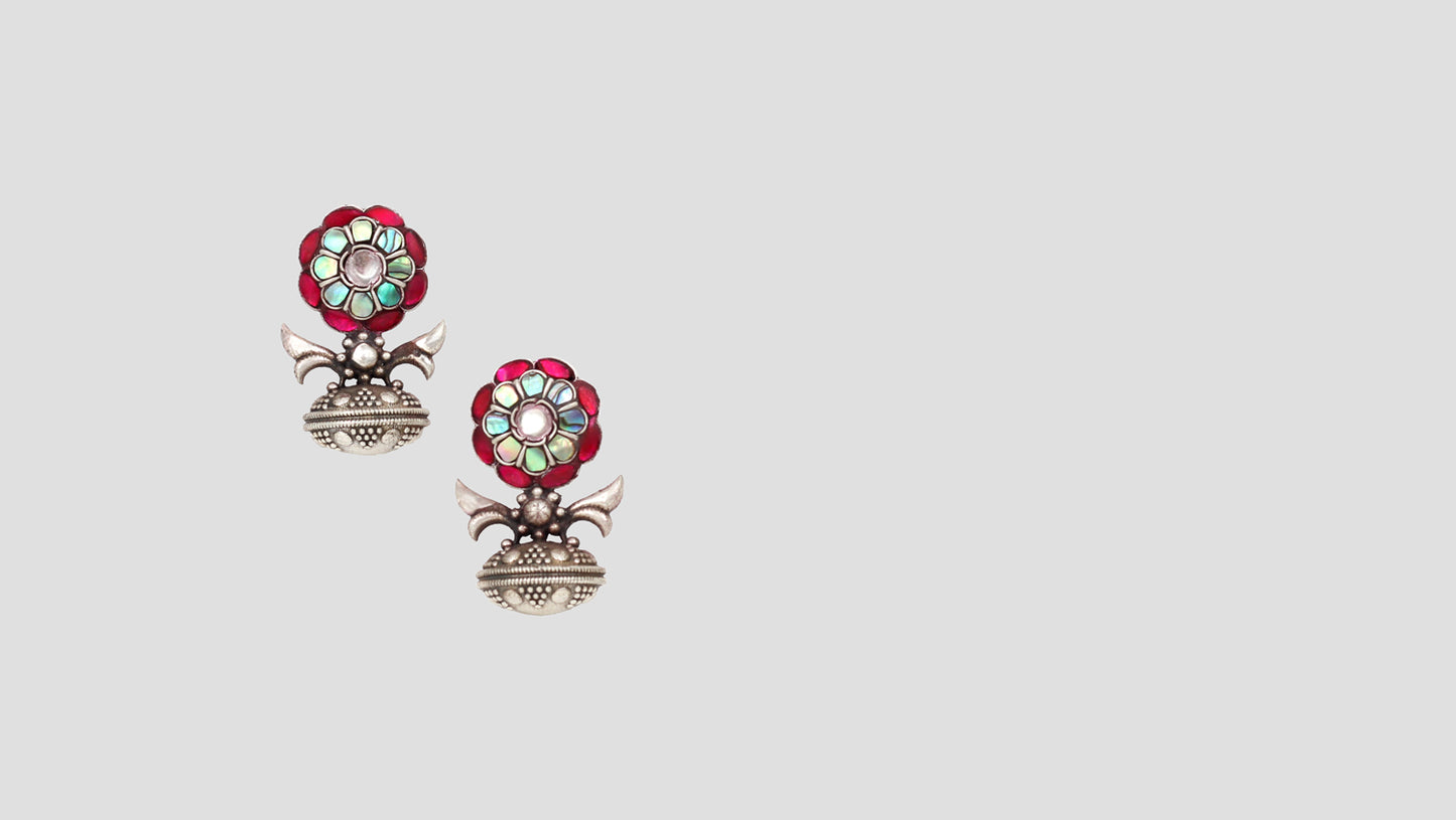"Luminous Polish: Sangeeta Boochra Silver Handcrafted Studs "
