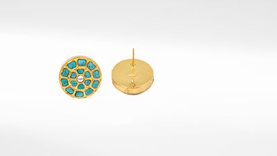 Silver Alina Earrings in 24K Gold Plating, Accentuated with Kundan Setting