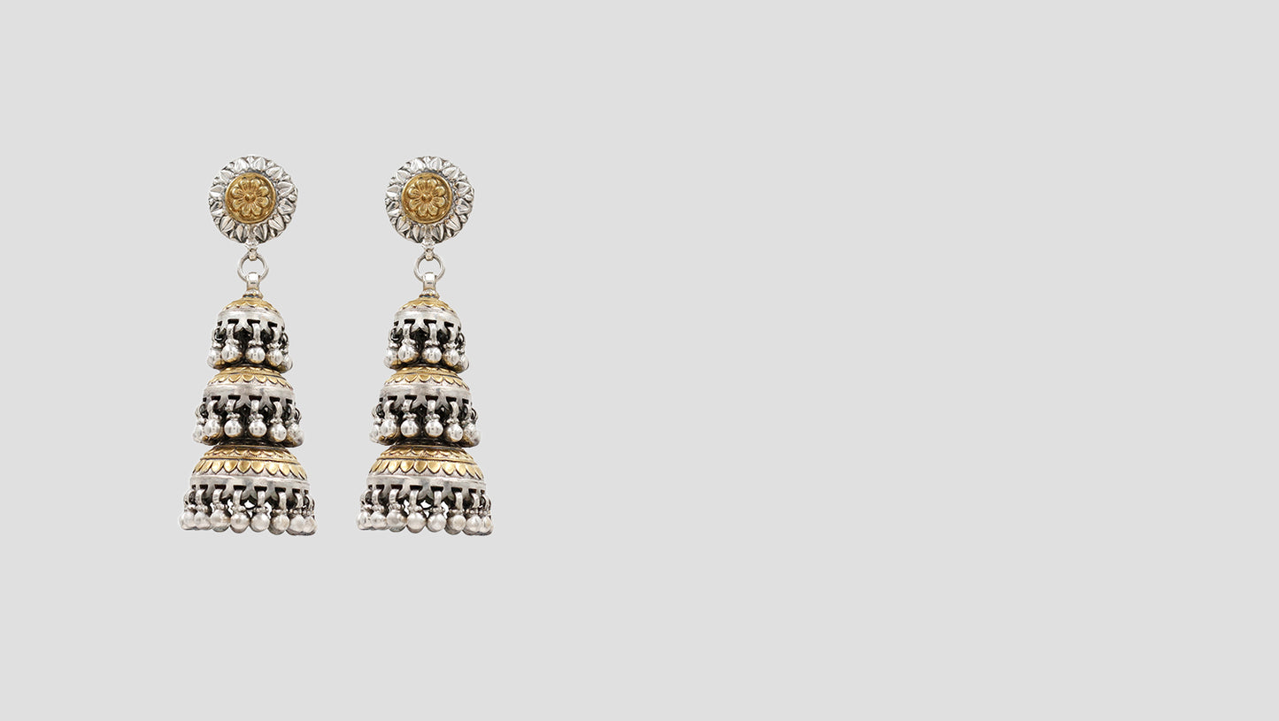 Sangeeta Boochra Artisan Silver Earrings: Sculpted Beauty