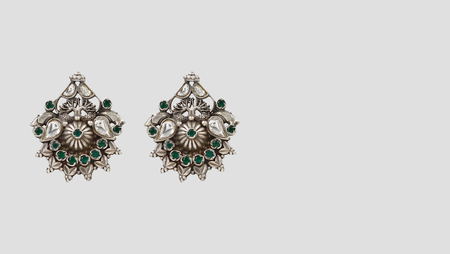 Heritage Green: Sangeeta Boochra Silver Earrings