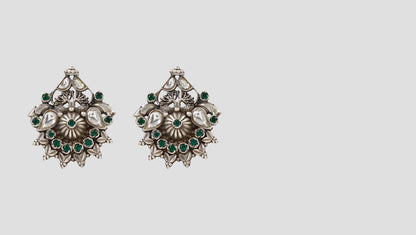 Heritage Green: Sangeeta Boochra Silver Earrings