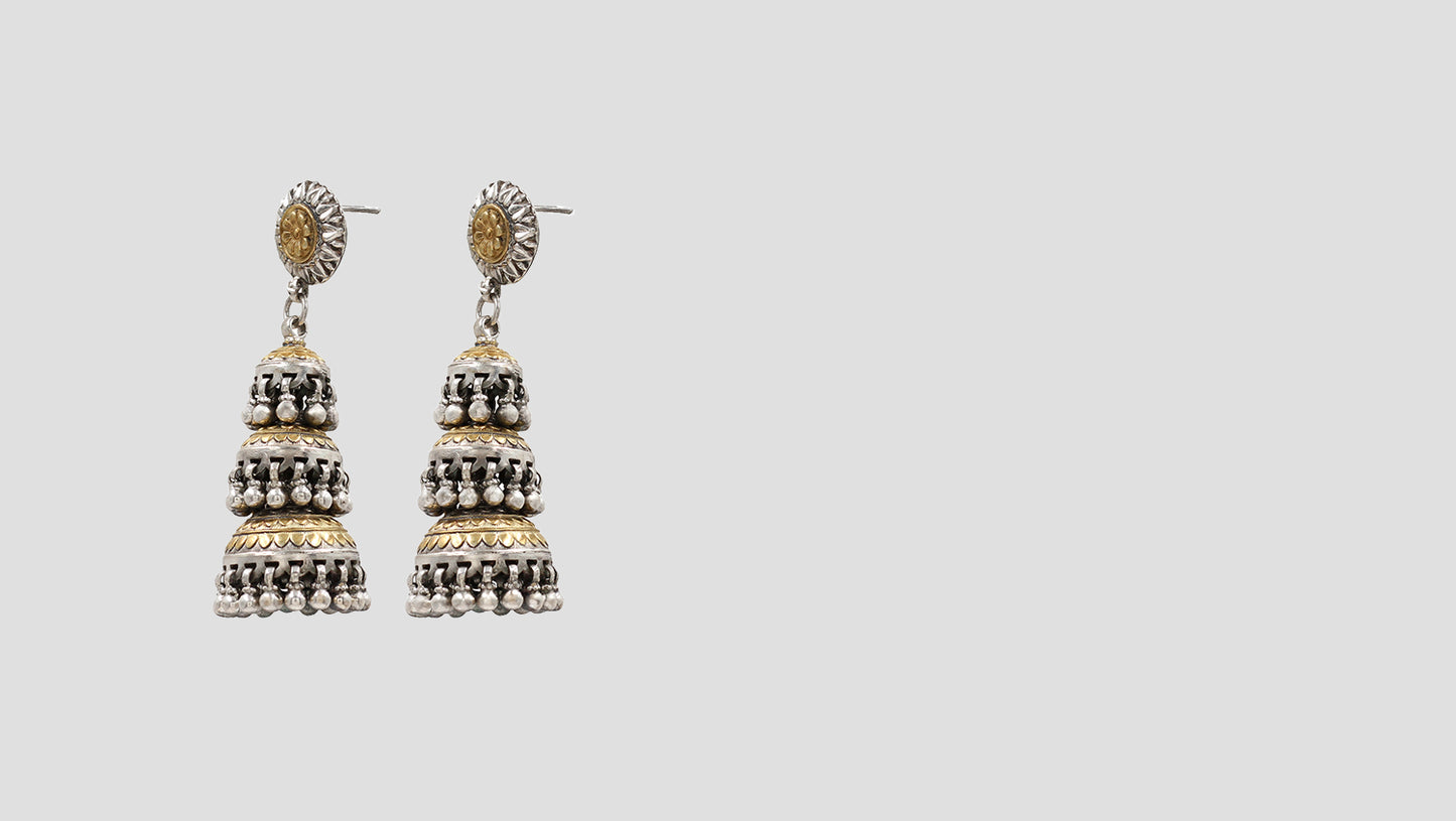 Sangeeta Boochra Artisan Silver Earrings: Sculpted Beauty