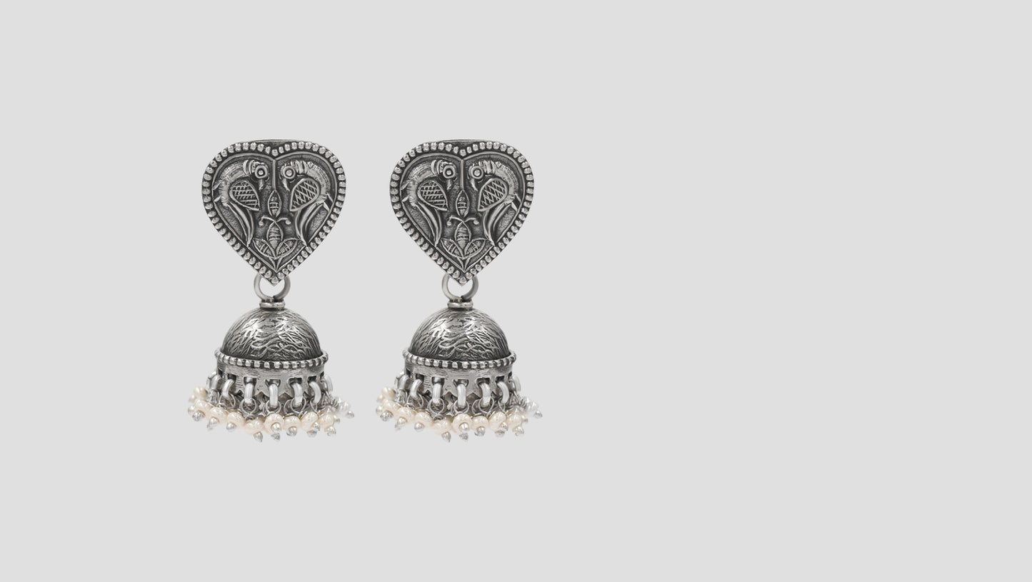 Sangeeta Boochra Oxidised Silver Handcrafted Statement Earrings