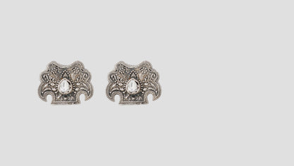 Sangeeta Boochra Handcrafted Oxidised Sterling Silver Heritage Stud Earrings