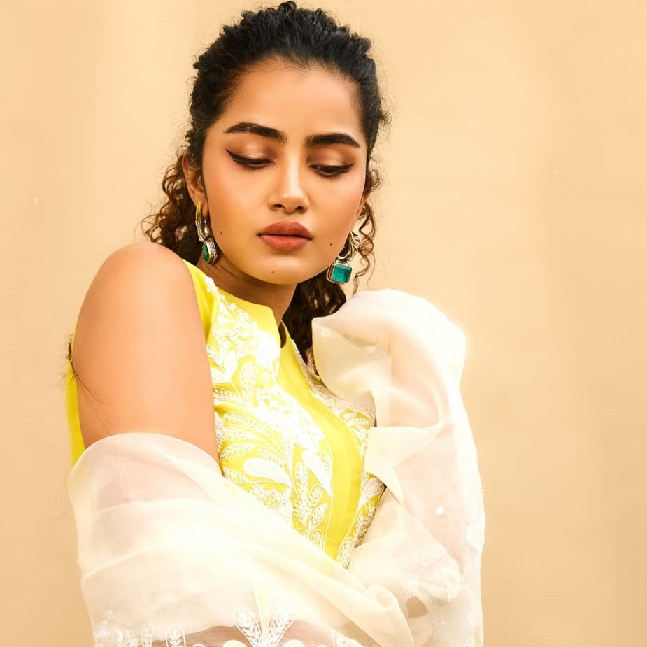 Anupama Parameswaran in Sangeeta Boochra Silver Earrings