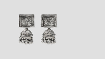 Sangeeta Boochra Handcrafted Oxidised Silver Heritage Danglers