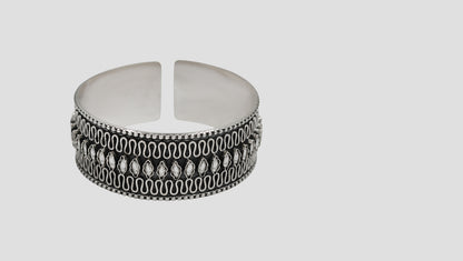 Sangeeta Boochra Designer Oxidised Silver Statement Hand Cuff Bracelet