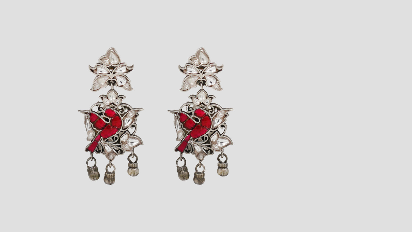 Sangeeta Boochra Traditional Kundan Silver Dangle Earrings with Ghungroo