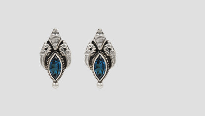 Sangeeta Boochra Vintage Oxidised Silver Peacock Motif Earrings
